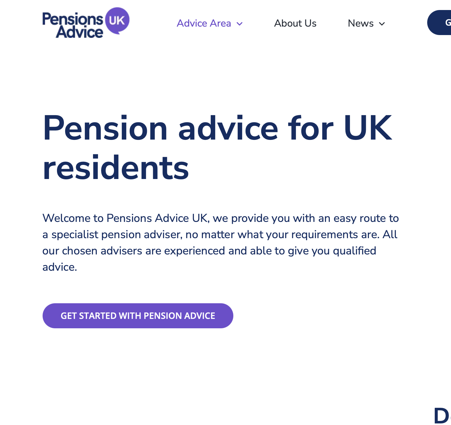 Pensions Advice Web Site Design and Development image